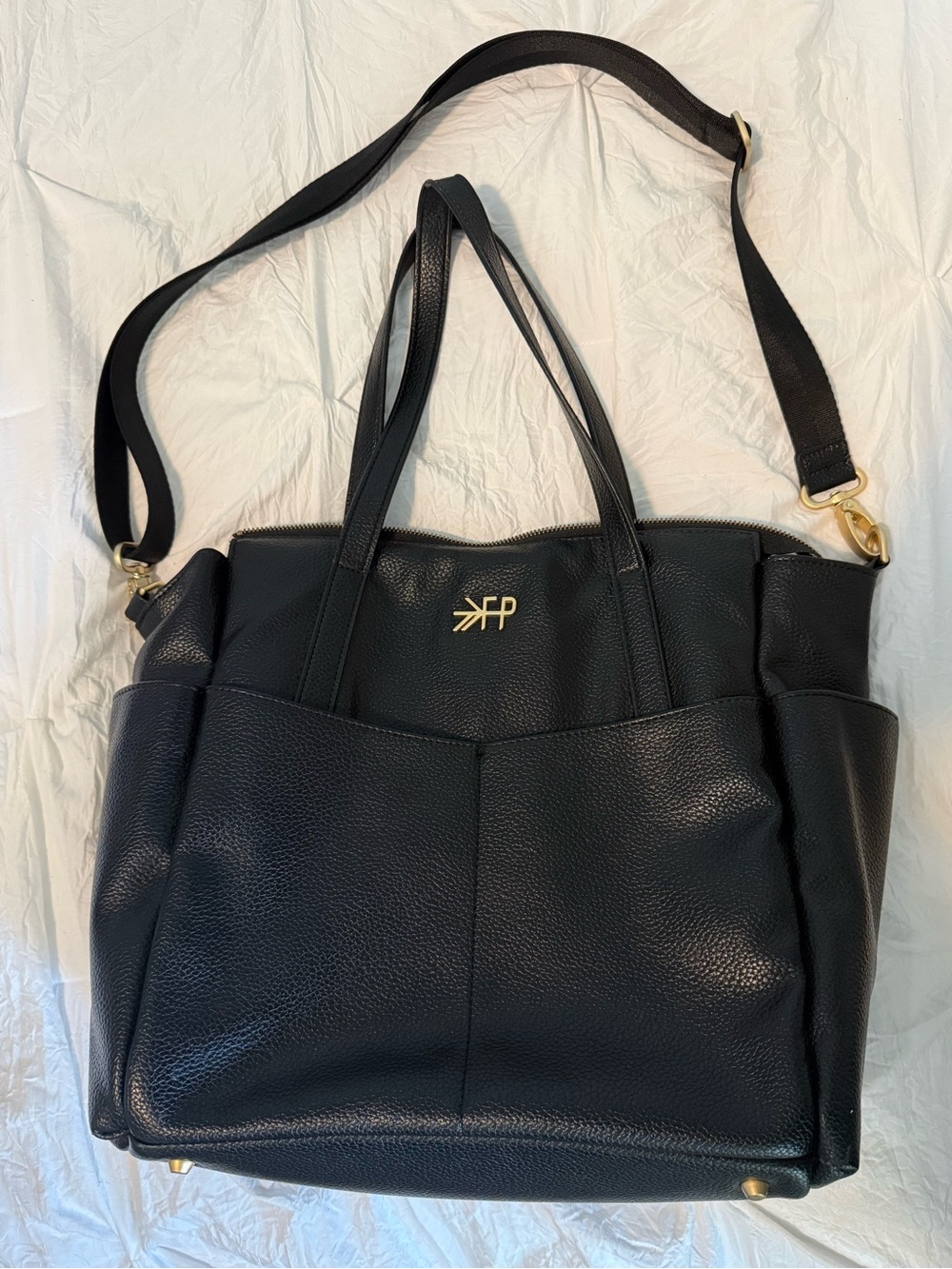 Freshly Picked Black Vegan Leather Tote with Gold Accents